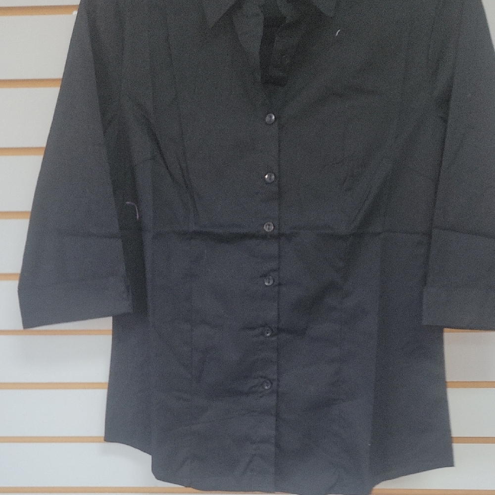 Elegant Black Button Down Shirt for Women. Avaliable In Size Small - 6Xl - Picture 4 of 5
